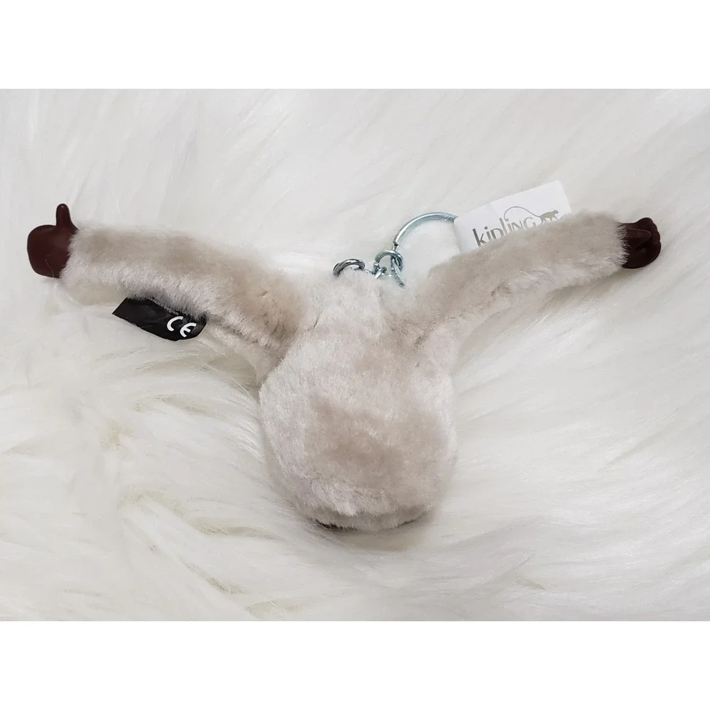 NEW Kipling‎ MADDIE GRAY Plush Monkey Handbag Key Chain Ring Bag Charm Ape